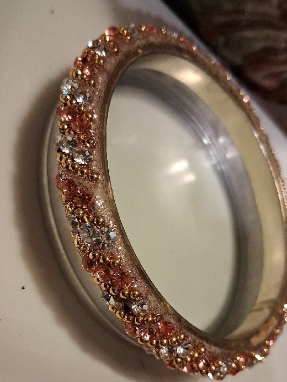 Rose Gold and Silver Crystal Bangle Bracelet - Picture 3 of 7